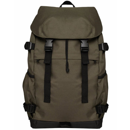 Organic Khaki-Black - Front - Native Spirit Plain Recycled Polyester Backpack