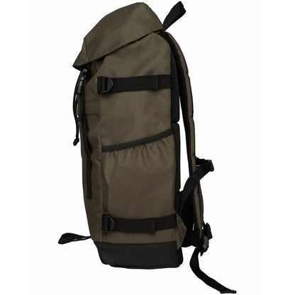Organic Khaki-Black - Side - Native Spirit Plain Recycled Polyester Backpack