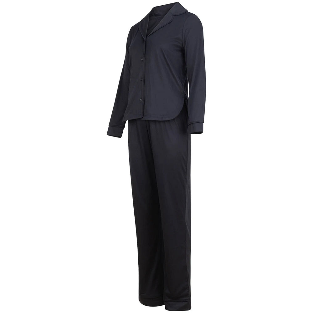 Black - Side - Towel City Womens-Ladies Soft Touch Long-Sleeved Pyjama Set