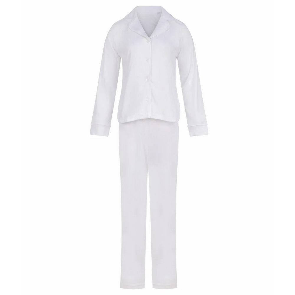 Ivory - Front - Towel City Womens-Ladies Soft Touch Long-Sleeved Pyjama Set