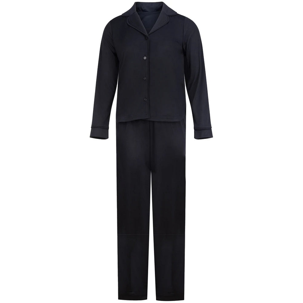 Black - Front - Towel City Womens-Ladies Soft Touch Long-Sleeved Pyjama Set