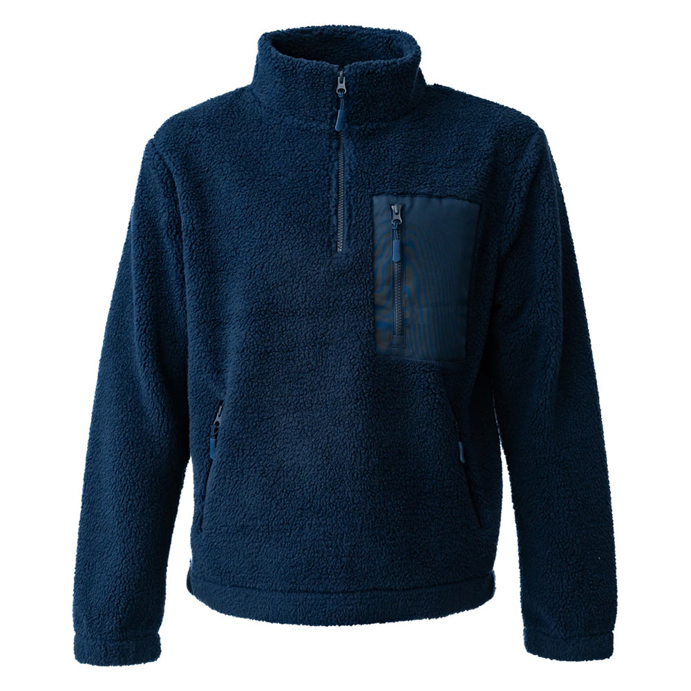 Navy - Front - Ravine Unisex Adult Borg Quarter Zip Fleece Jacket
