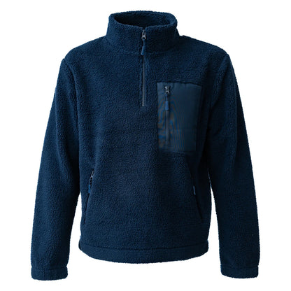 Navy - Front - Ravine Unisex Adult Borg Quarter Zip Fleece Jacket