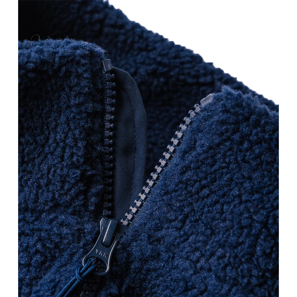 Navy - Side - Ravine Unisex Adult Borg Quarter Zip Fleece Jacket