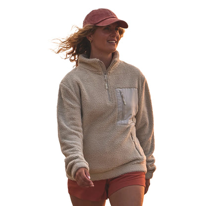 Natural - Pack Shot - Ravine Unisex Adult Borg Quarter Zip Fleece Jacket