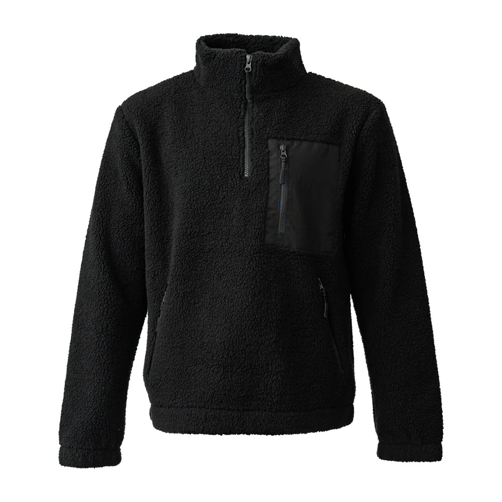 Black - Front - Ravine Unisex Adult Borg Quarter Zip Fleece Jacket