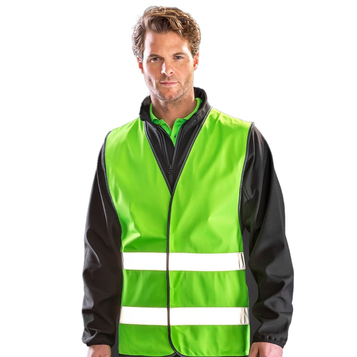 Lime Green - Side - Result Core Unisex Adult Enhanced Hi-Vis Vest