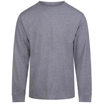 Heather Grey - Front - Awdis Unisex Adult Plain Long-Sleeved T-Shirt