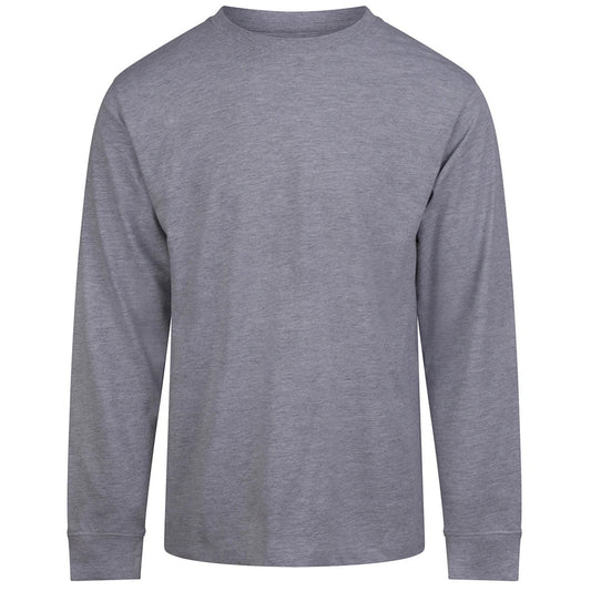 Heather Grey - Front - Awdis Unisex Adult Plain Long-Sleeved T-Shirt