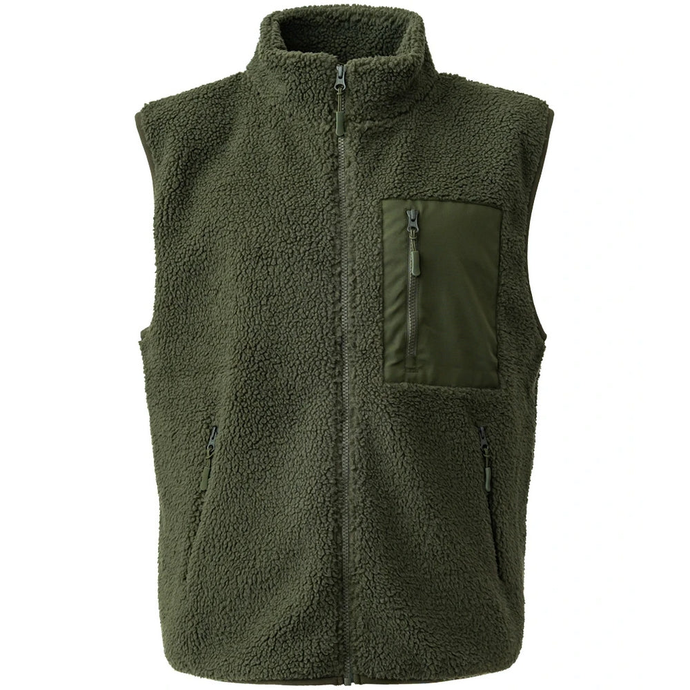 Olive Green - Front - Ravine Unisex Adult Borg Gilet