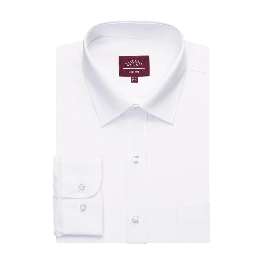 White - Back - Brook Taverner Mens Ortona Classic Long-Sleeved Formal Shirt