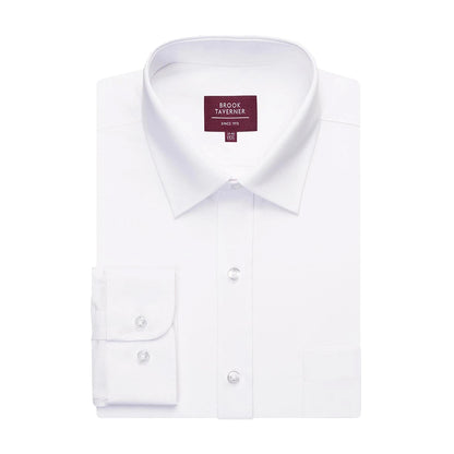 White - Back - Brook Taverner Mens Ortona Classic Long-Sleeved Formal Shirt