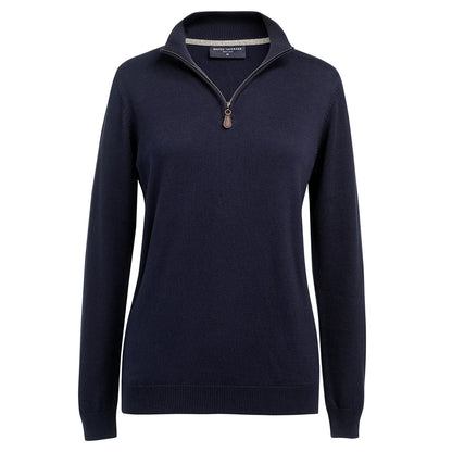 Navy - Front - Brook Taverner Womens-Ladies Taylor Quarter Zip Jumper