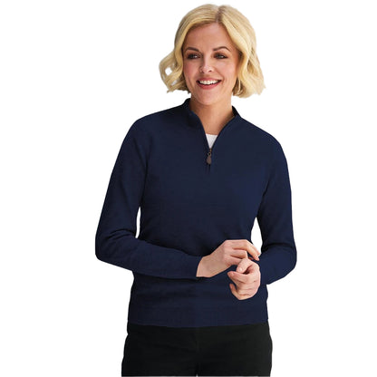 Navy - Side - Brook Taverner Womens-Ladies Taylor Quarter Zip Jumper