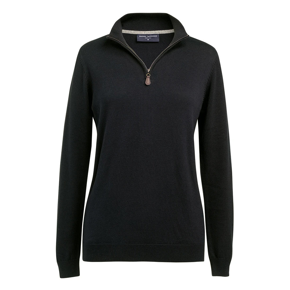Black - Front - Brook Taverner Womens-Ladies Taylor Quarter Zip Jumper