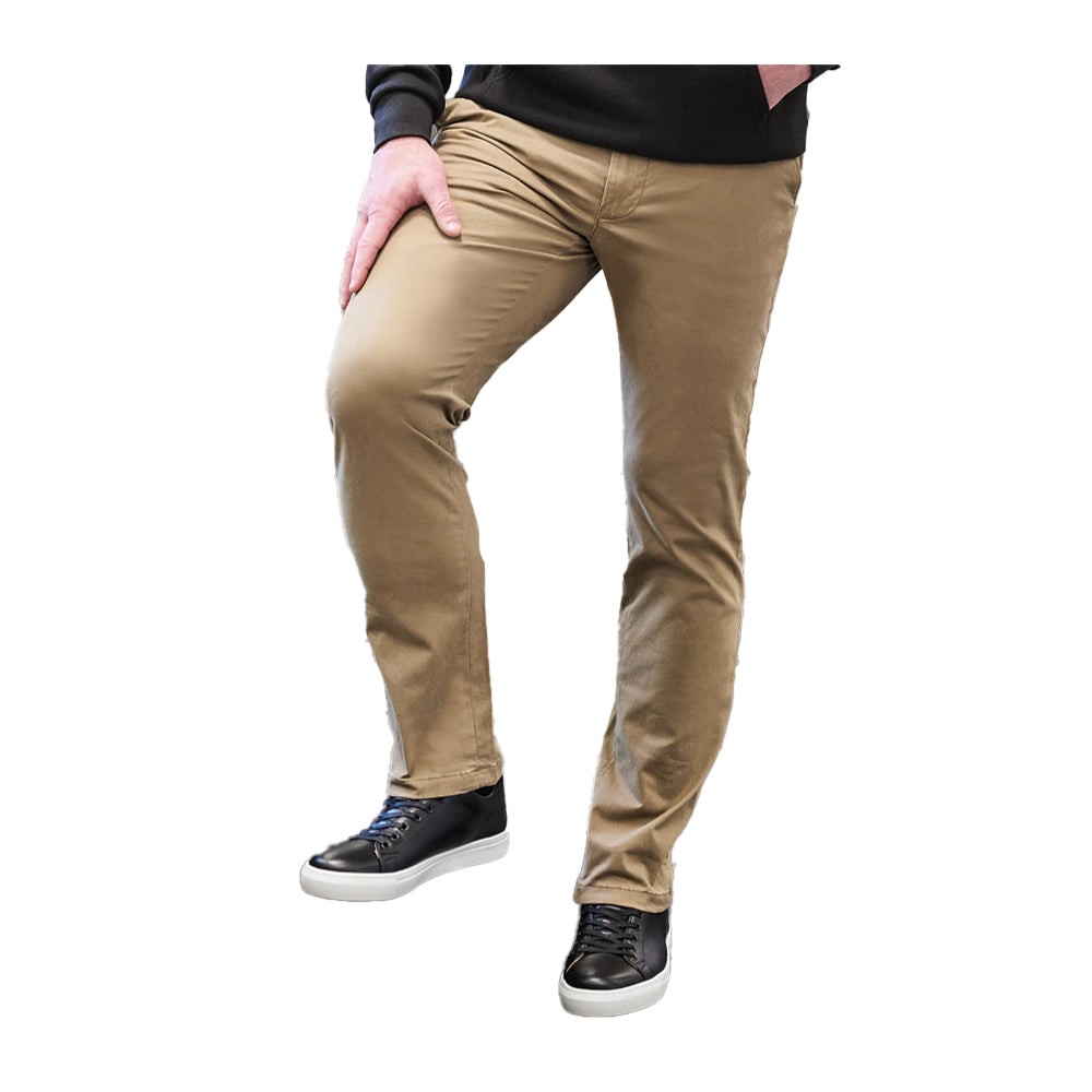 Tan - Front - Brook Taverner Mens Leo Slim Chinos
