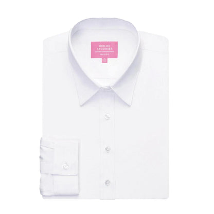 White - Front - Brook Taverner Womens-Ladies Silvi Fitted Long-Sleeved Blouse