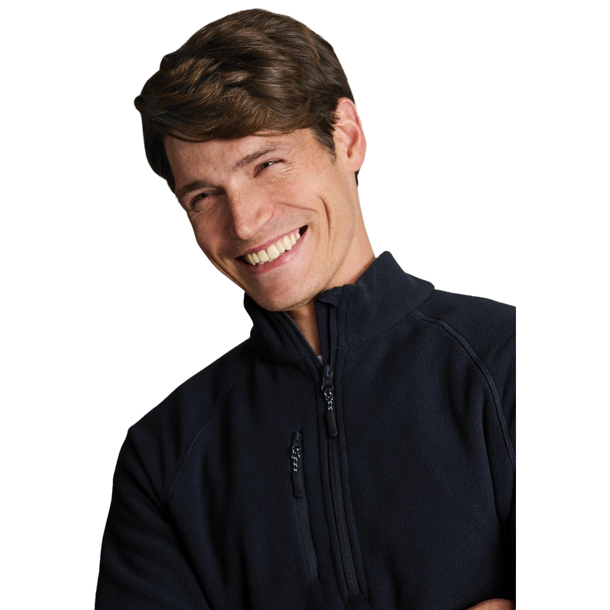 Navy - Side - Brook Taverner Mens Quarter Zip Fleece