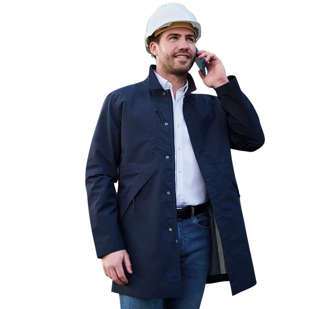 Navy - Back - Brook Taverner Mens Spencer Waterproof Mackintosh