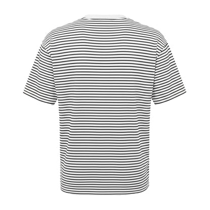Black-White - Back - Premier Unisex Adult Utility 2.0 Contrast Striped Oversized T-Shirt