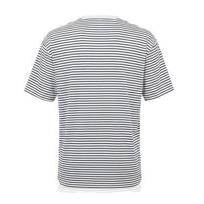 Navy-White - Back - Premier Unisex Adult Utility 2.0 Contrast Striped Oversized T-Shirt