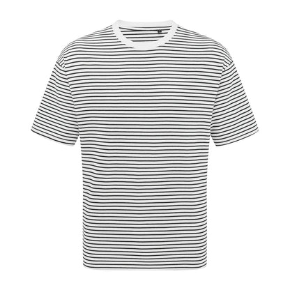 Black-White - Front - Premier Unisex Adult Utility 2.0 Contrast Striped Oversized T-Shirt