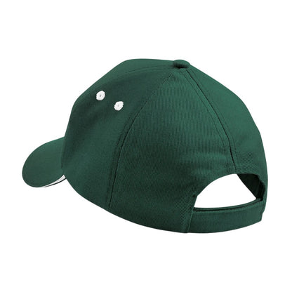 Bottle Green-White - Back - Beechfield Ultimate 5 Panel Sandwich Peak Baseball Cap