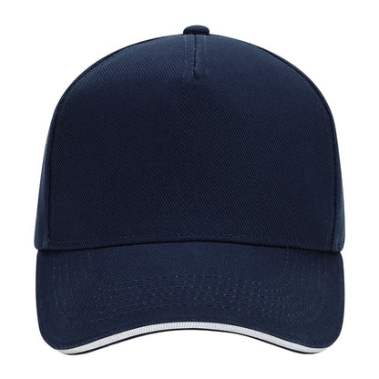 French Navy-White - Front - Beechfield Ultimate 5 Panel Sandwich Peak Baseball Cap
