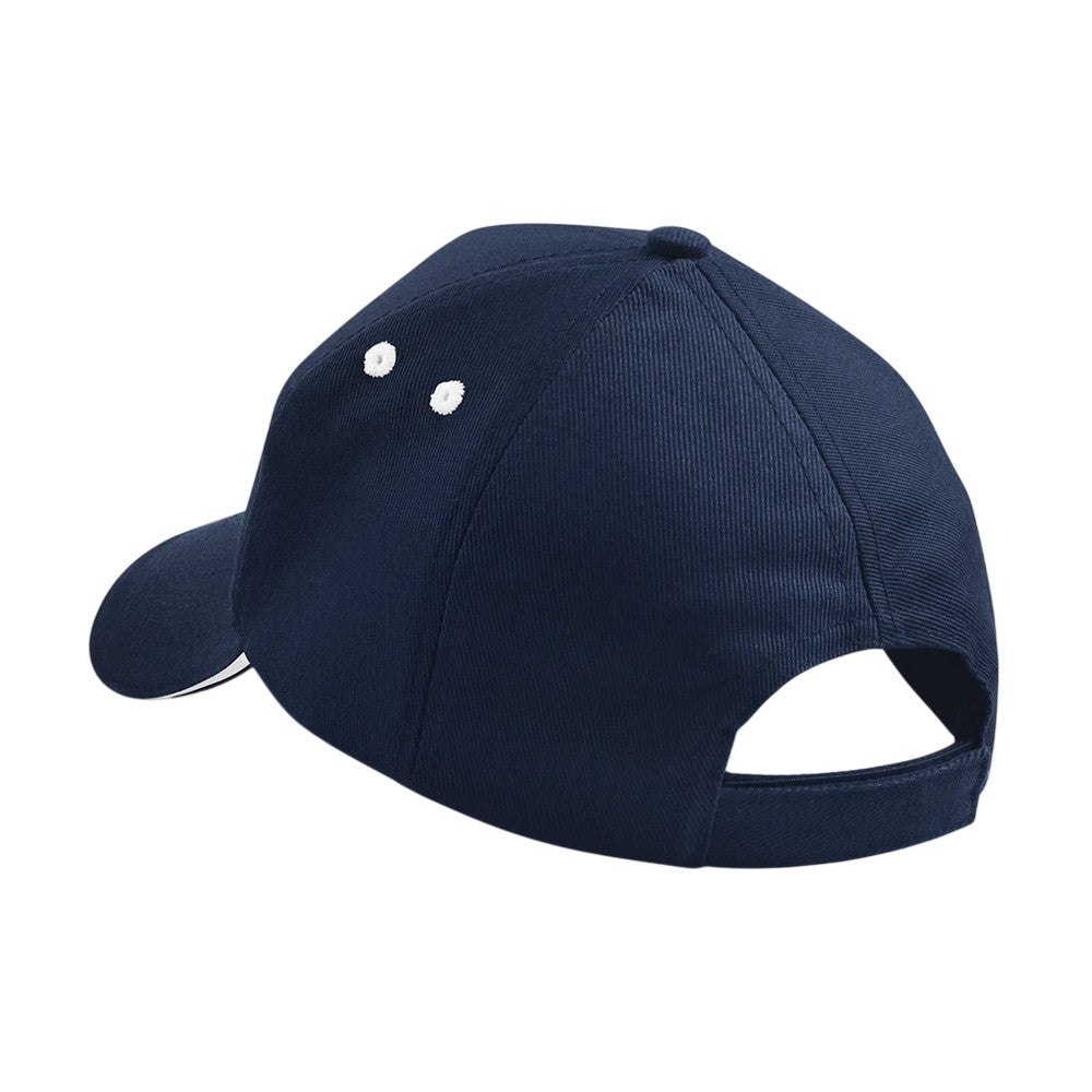 French Navy-White - Back - Beechfield Ultimate 5 Panel Sandwich Peak Baseball Cap