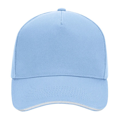 Sky Blue-White - Front - Beechfield Ultimate 5 Panel Sandwich Peak Baseball Cap