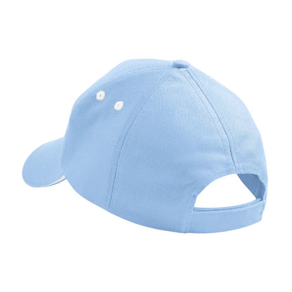 Sky Blue-White - Back - Beechfield Ultimate 5 Panel Sandwich Peak Baseball Cap