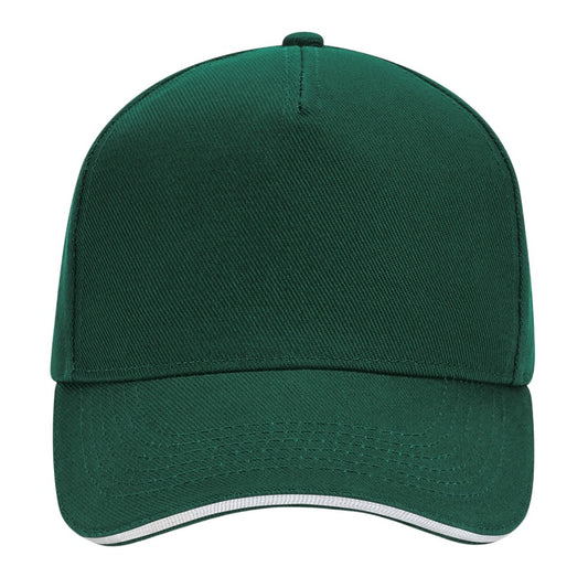 Bottle Green-White - Front - Beechfield Ultimate 5 Panel Sandwich Peak Baseball Cap