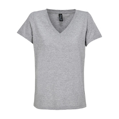 Grey Marl - Front - SOLS Womens-Ladies Regent Marl V Neck T-Shirt