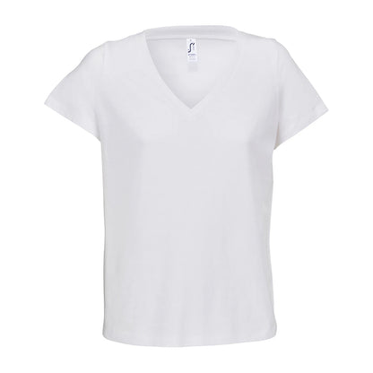 White - Front - SOLS Womens-Ladies Regent V Neck T-Shirt