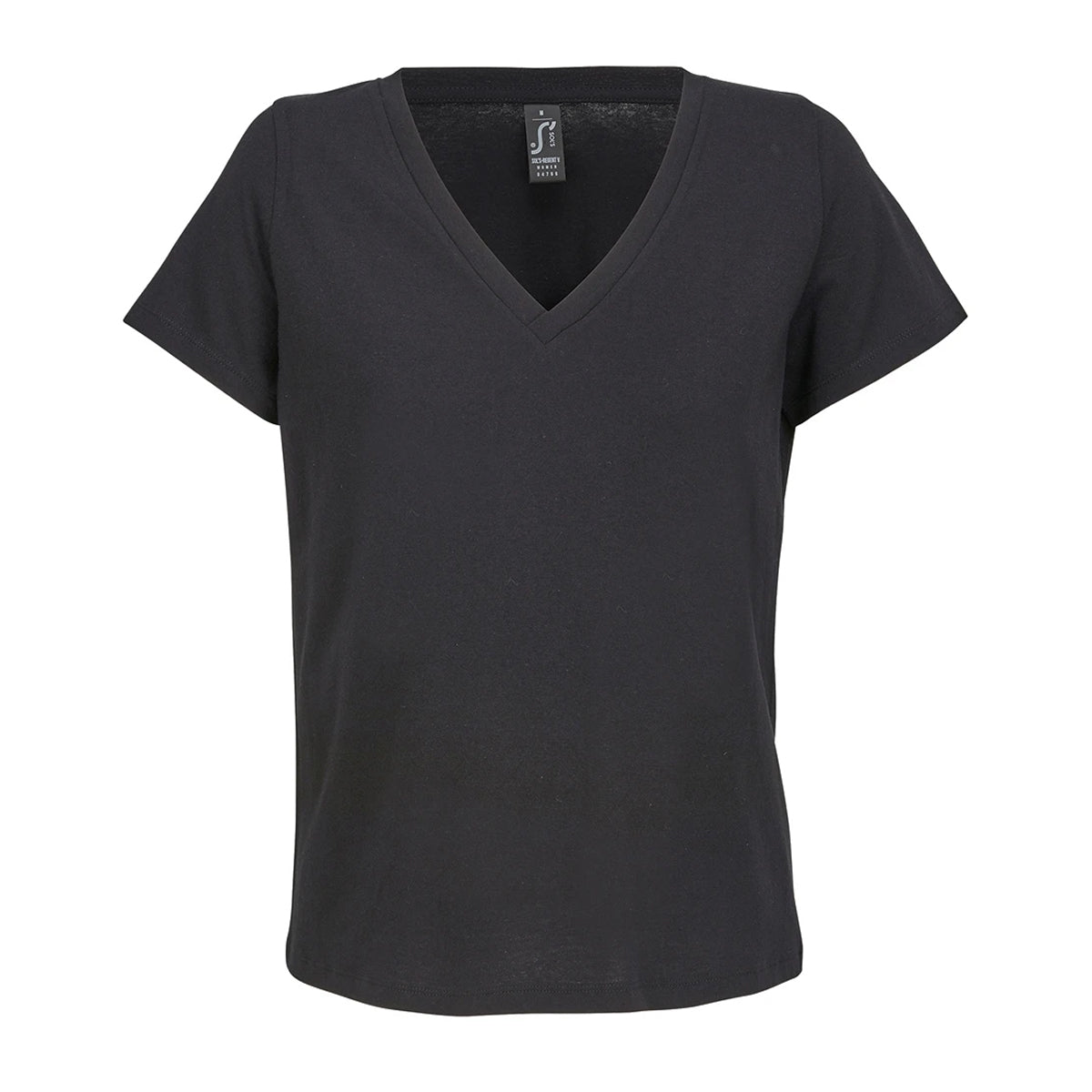 Deep Black - Front - SOLS Womens-Ladies Regent V Neck T-Shirt
