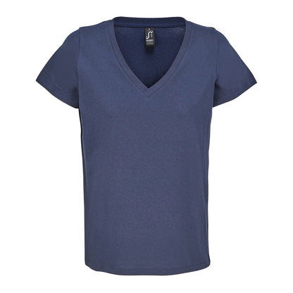 French Navy - Front - SOLS Womens-Ladies Regent V Neck T-Shirt