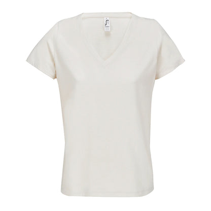Off White - Front - SOLS Womens-Ladies Regent V Neck T-Shirt