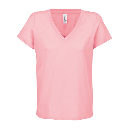 Candy Pink - Front - SOLS Womens-Ladies Regent V Neck T-Shirt