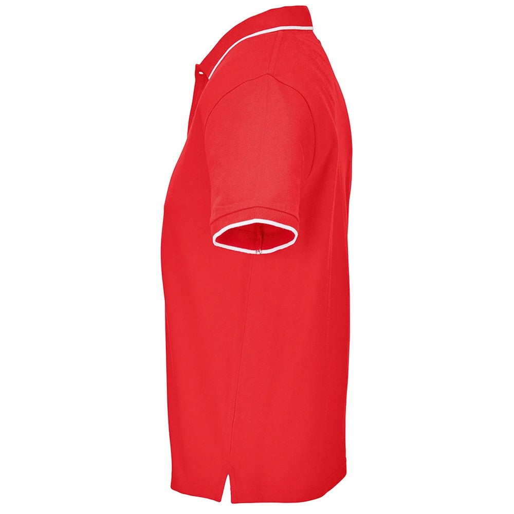 Bright Red-White - Side - SOLS Unisex Adult Palermo Polo Shirt