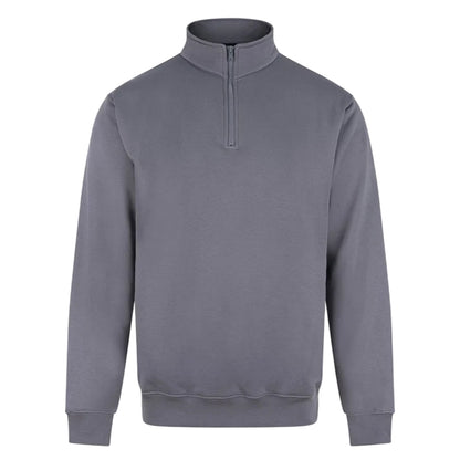 Solid Grey - Front - PRO RTX Mens Pro Quarter Zip Sweatshirt