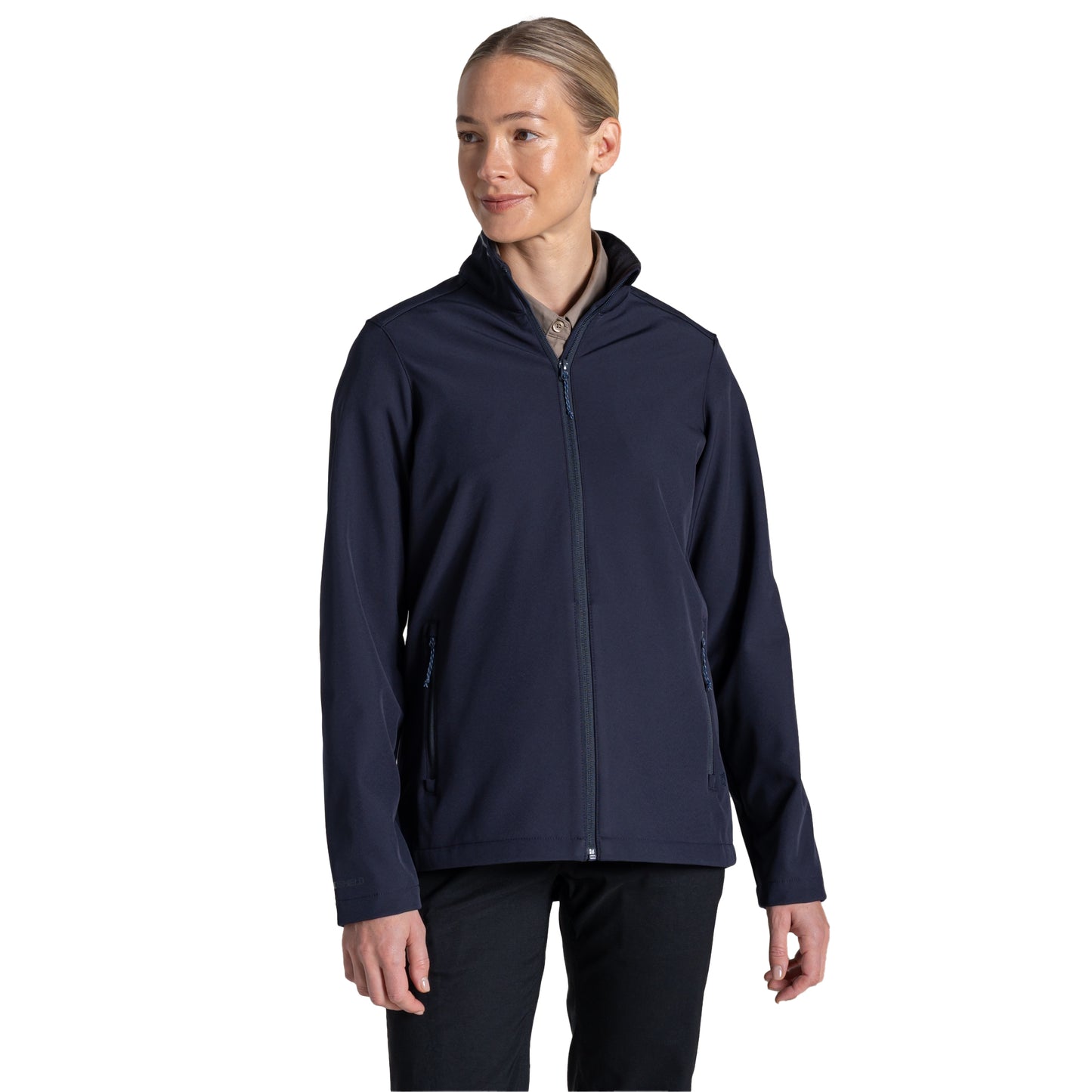 Navy - Side - Craghoppers Expert Womens-Ladies Basecamp ll Soft Shell Jacket