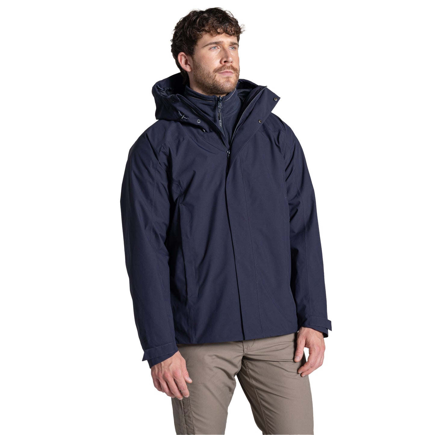 Navy - Side - Craghoppers Expert Mens Basecamp 3 in 1 Jacket