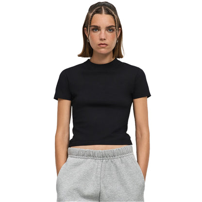 Deep Black - Lifestyle - SOLS Womens-Ladies Lilia Low Cropped T-Shirt