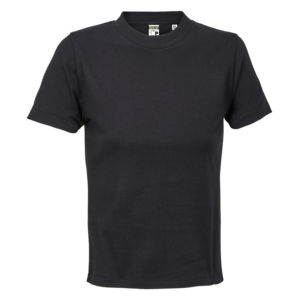 Deep Black - Front - SOLS Womens-Ladies Lilia Low Cropped T-Shirt