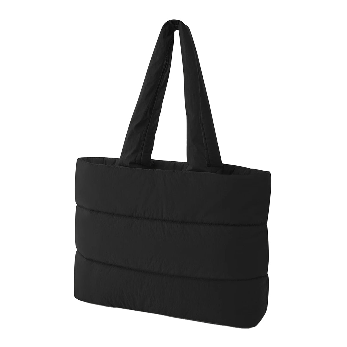 Black - Back - Bagbase Plain Quilted Tote Bag