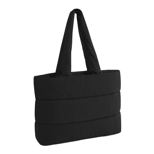 Black - Front - Bagbase Plain Quilted Tote Bag