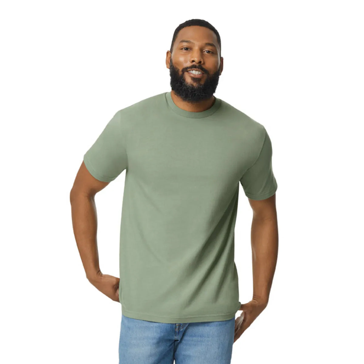 Sage - Side - Gildan Mens Softstyle Midweight T-Shirt