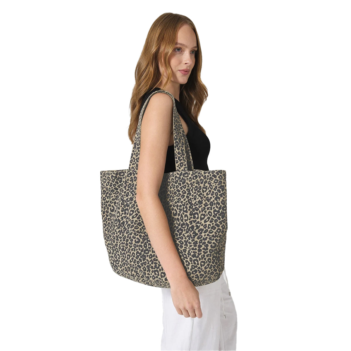 Beige-Black - Back - Westford Mill Leopard Print 29L Shopper
