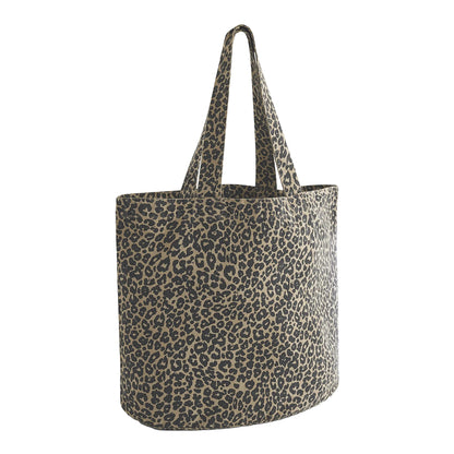 Beige-Black - Front - Westford Mill Leopard Print 29L Shopper