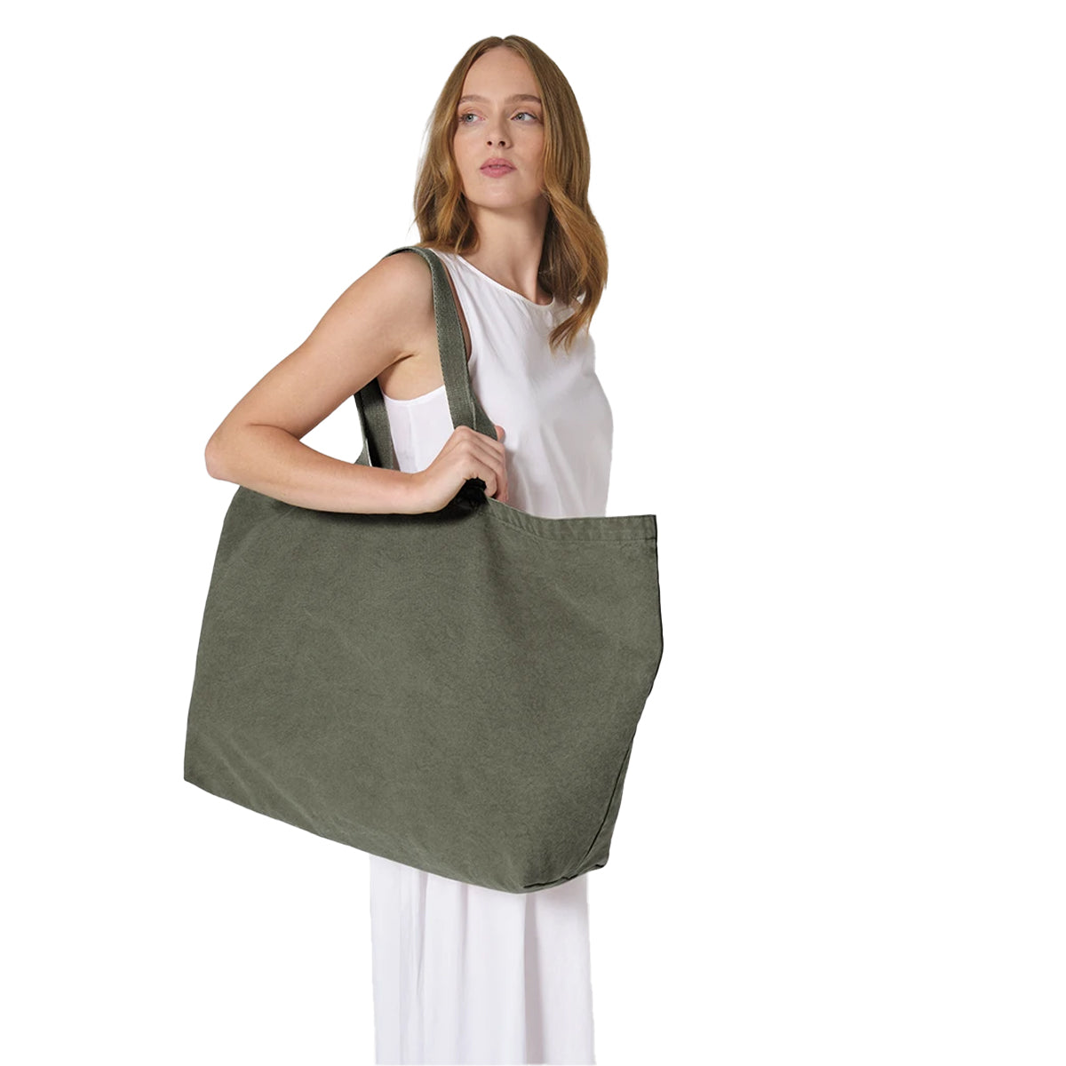 Vintage Moss Green - Back - Westford Mill Garment Dyed Oversized 36L Tote Bag